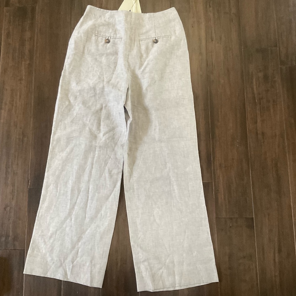 Boden Petite Eldon 100% Linen Wide Leg Trousers In Squirrel Grey Size 4P - Picture 5 of 7